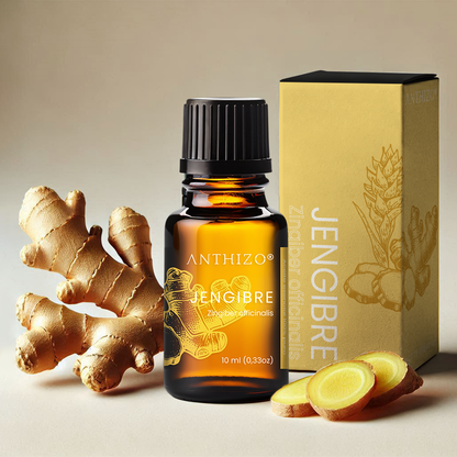 Aceite Esencial Jengibre (Zingiber officinalis), 100% Puro, Náuseas y Antiemético, ANTHIZO 10ml