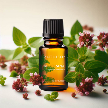 Aceite Esencial Mejorana (Origanum majorana), 100% Puro, Insomnio, Sedante y Dolores Reumáticos, ANTHIZO 10ml