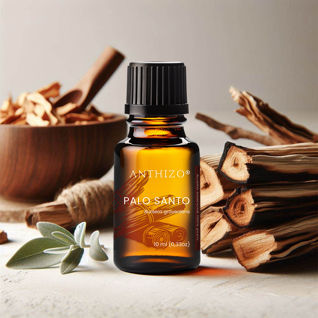 Aceite Esencial Palo Santo (Bursera graveolens), 100% Puro, Meditación, Limpieza Energética y Relajación, ANTHIZO 10ml