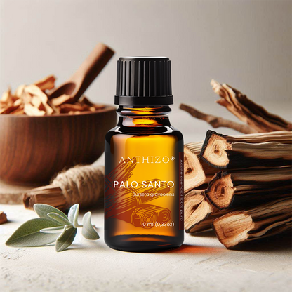 Aceite Esencial Palo Santo (Bursera graveolens), 100% Puro, Meditación, Limpieza Energética y Relajación, ANTHIZO 10ml