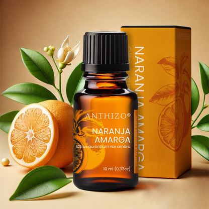 Aceite Esencial Naranja Amarga (Citrus aurantium var amara), 100% Puro, Artritis, Antiinflamatorio y Ansiedad, ANTHIZO 10ml