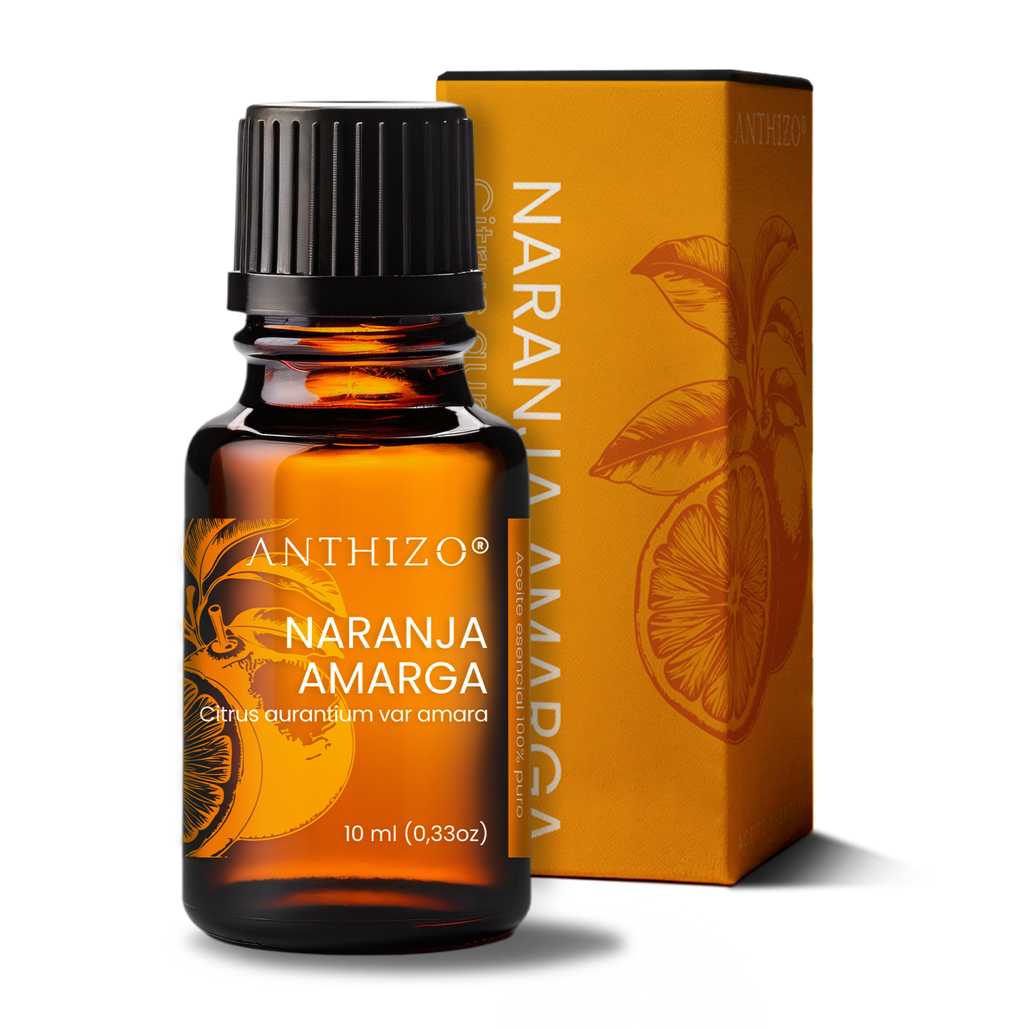 Aceite Esencial Naranja Amarga (Citrus aurantium var amara), 100% Puro, Artritis, Antiinflamatorio y Ansiedad, ANTHIZO 10ml