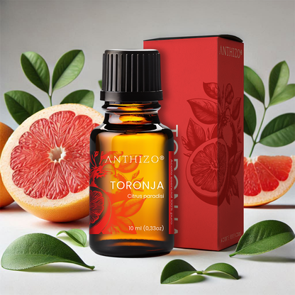 Aceite Esencial Toronja (Grapefruit) (Citrus paradisi), 100% Puro, Celulitis, Reafirmante y Drenaje Linfático, ANTHIZO 10ml