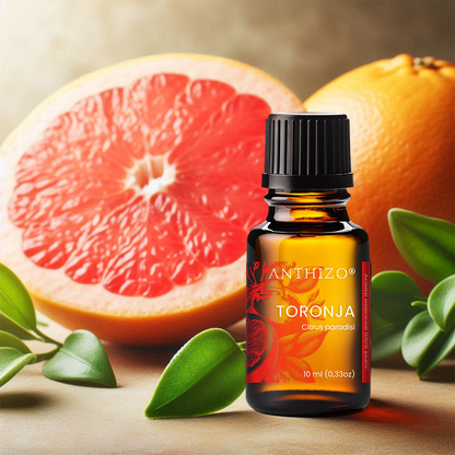 Aceite Esencial Toronja (Grapefruit) (Citrus paradisi), 100% Puro, Celulitis, Reafirmante y Drenaje Linfático, ANTHIZO 10ml