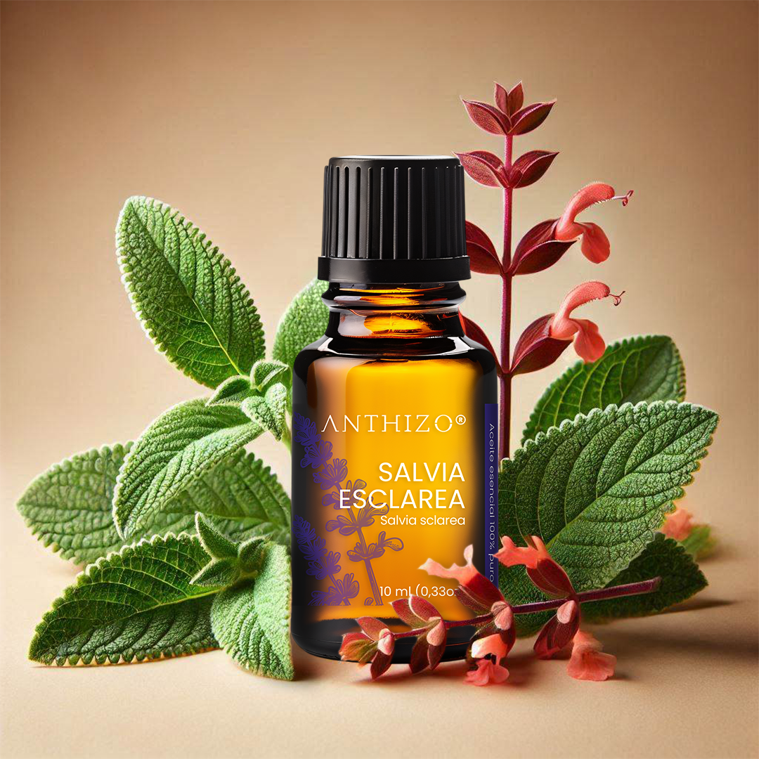 Aceite esencial Salvia Esclarea envase frasco ámbar 10ml – Anthizo