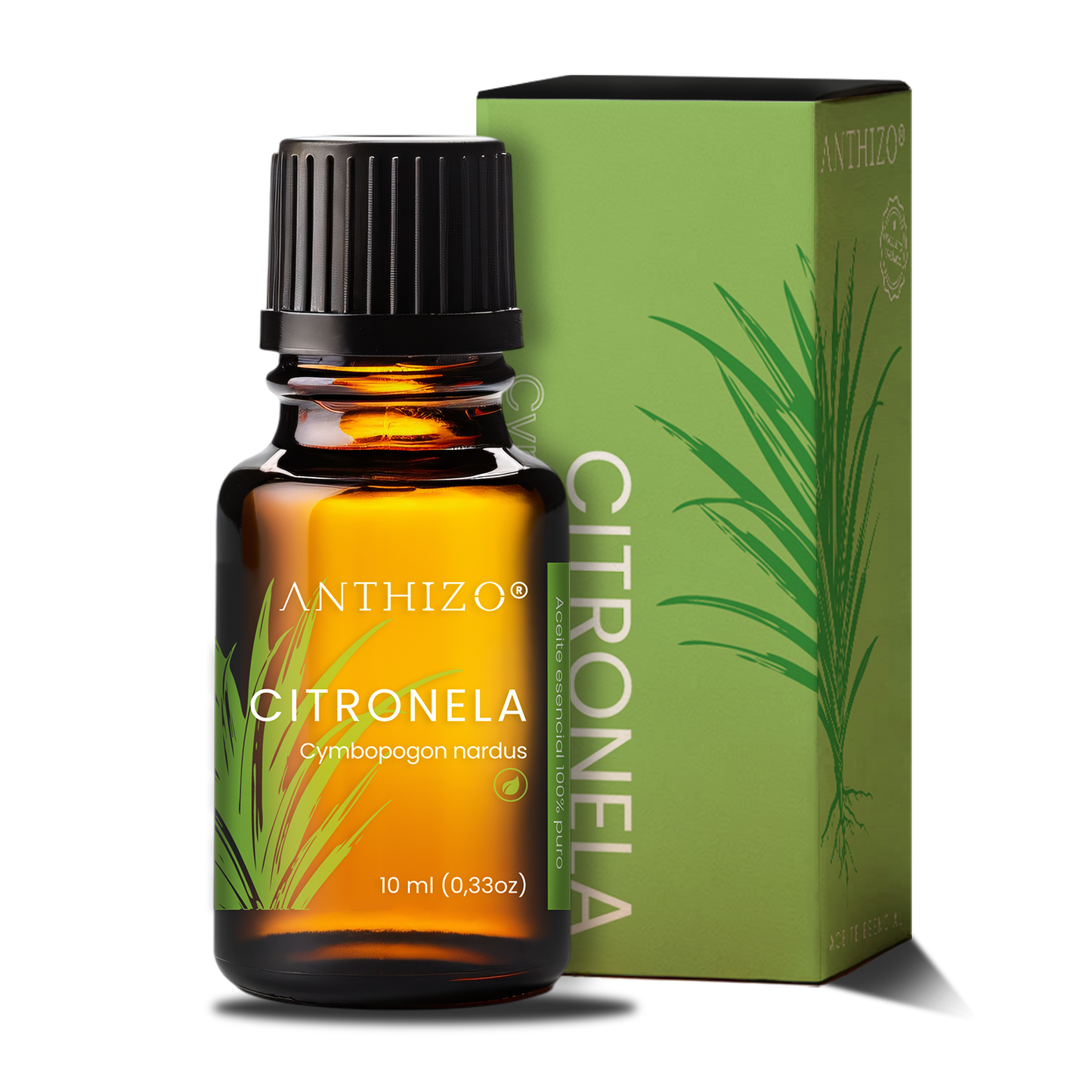 Aceite Esencial Citronela (Cymbopogon nardus), ORGÁNICO, Repelente de Mosquitos y Aromatizante, ANTHIZO 10ml