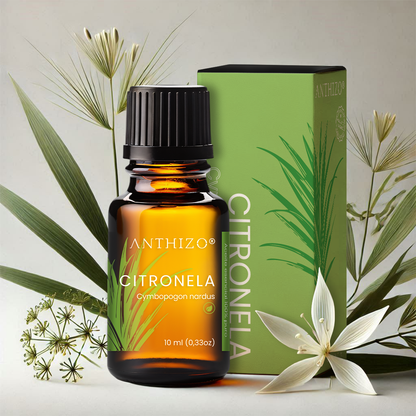 Aceite Esencial Citronela (Cymbopogon nardus), ORGÁNICO, Repelente de Mosquitos y Aromatizante, ANTHIZO 10ml