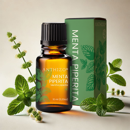 Aceite Esencial Menta Piperita (Mentha piperita), ORGÁNICO, Analgésico, Descongestionante y Dolor de Cabeza, ANTHIZO 10ml