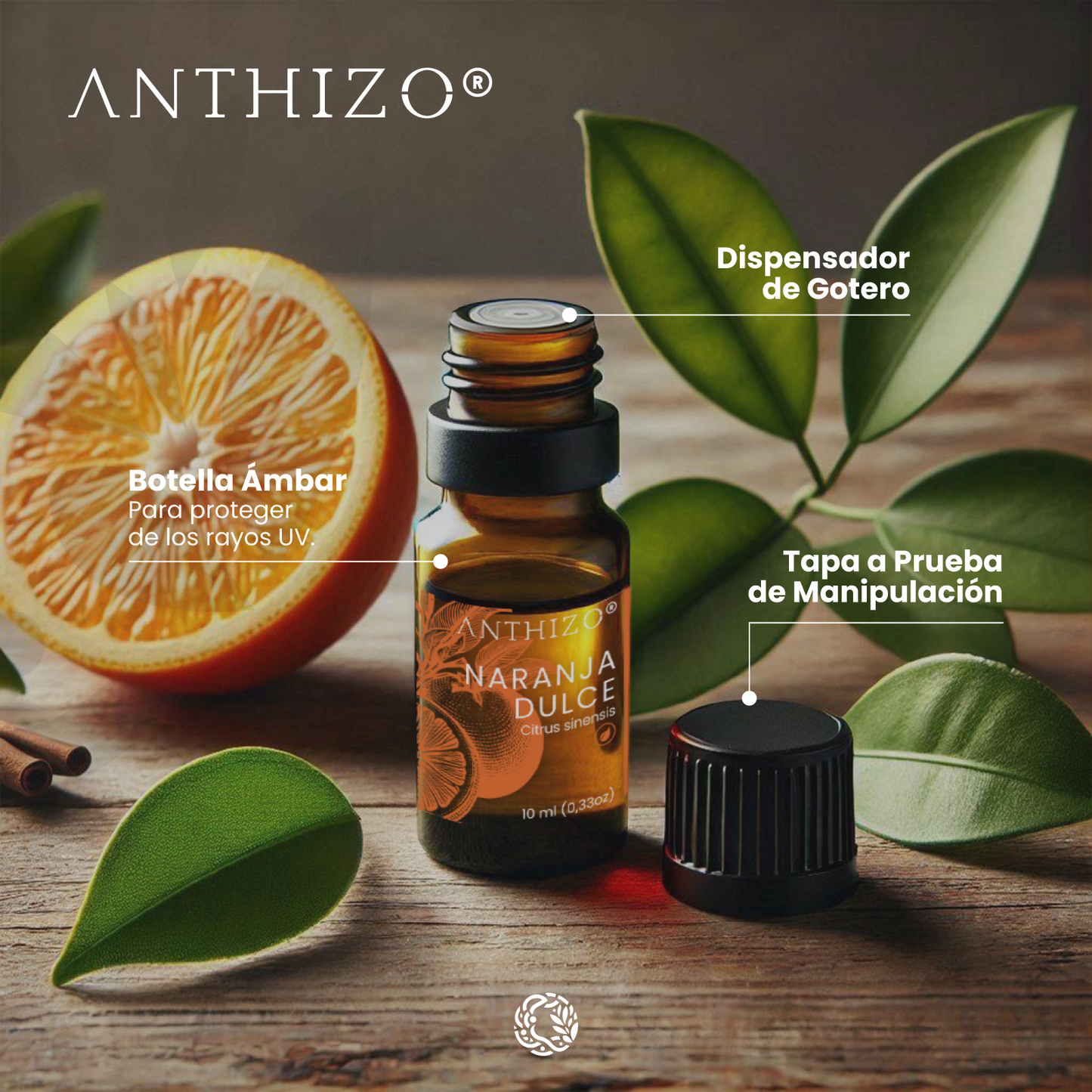 Aceite Esencial de Naranja Dulce Orgánica (Citrus sinensis) | Antiespasmódico, Antiestrés y Luminosidad Cutánea Certificada