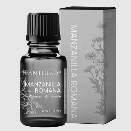 Aceite Esencial Manzanilla Romana (Chamaemelum nobile), 100% Puro, Piel Sensible, Cólicos y Sedante Nervioso, ANTHIZO 10ml