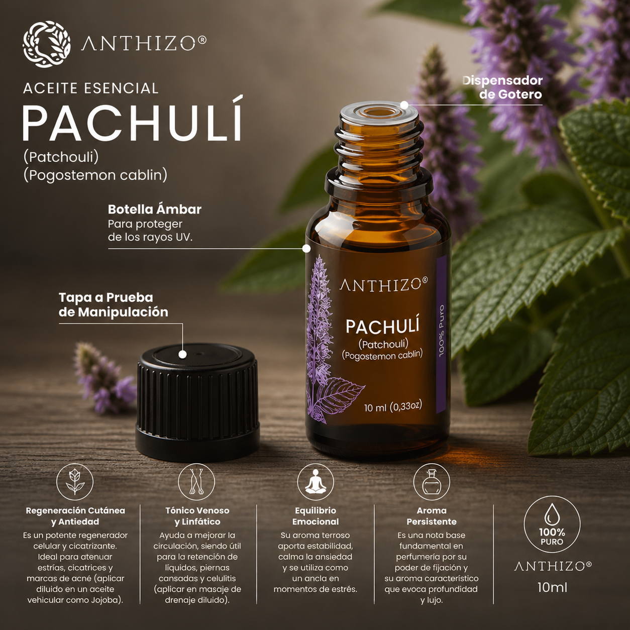 Aceite Esencial Pachulí (Patchouli) (Pogostemon cablin)