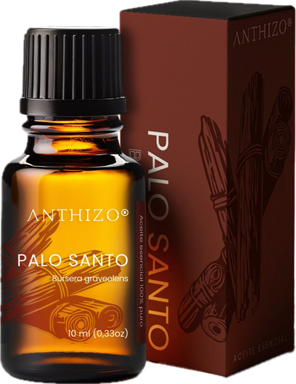 Aceite Esencial Palo Santo (Bursera graveolens), 100% Puro, Meditación, Limpieza Energética y Relajación, ANTHIZO 10ml
