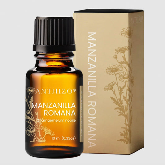 Aceite Esencial Manzanilla Romana (Chamaemelum nobile), 100% Puro, Piel Sensible, Cólicos y Sedante Nervioso, ANTHIZO 10ml