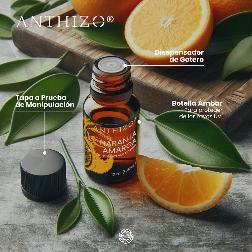 Aceite Esencial de Naranja Amarga (Citrus Aurantium Var Amara), 100% Puro, ANTHIZO