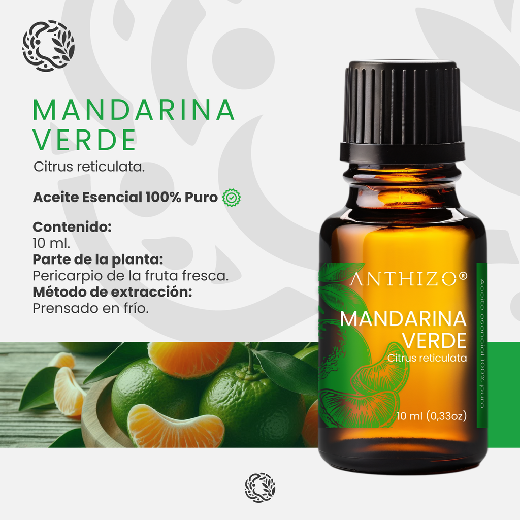 Aceite Esencial de Mandarina Verde, 100% Puro, ANTHIZO