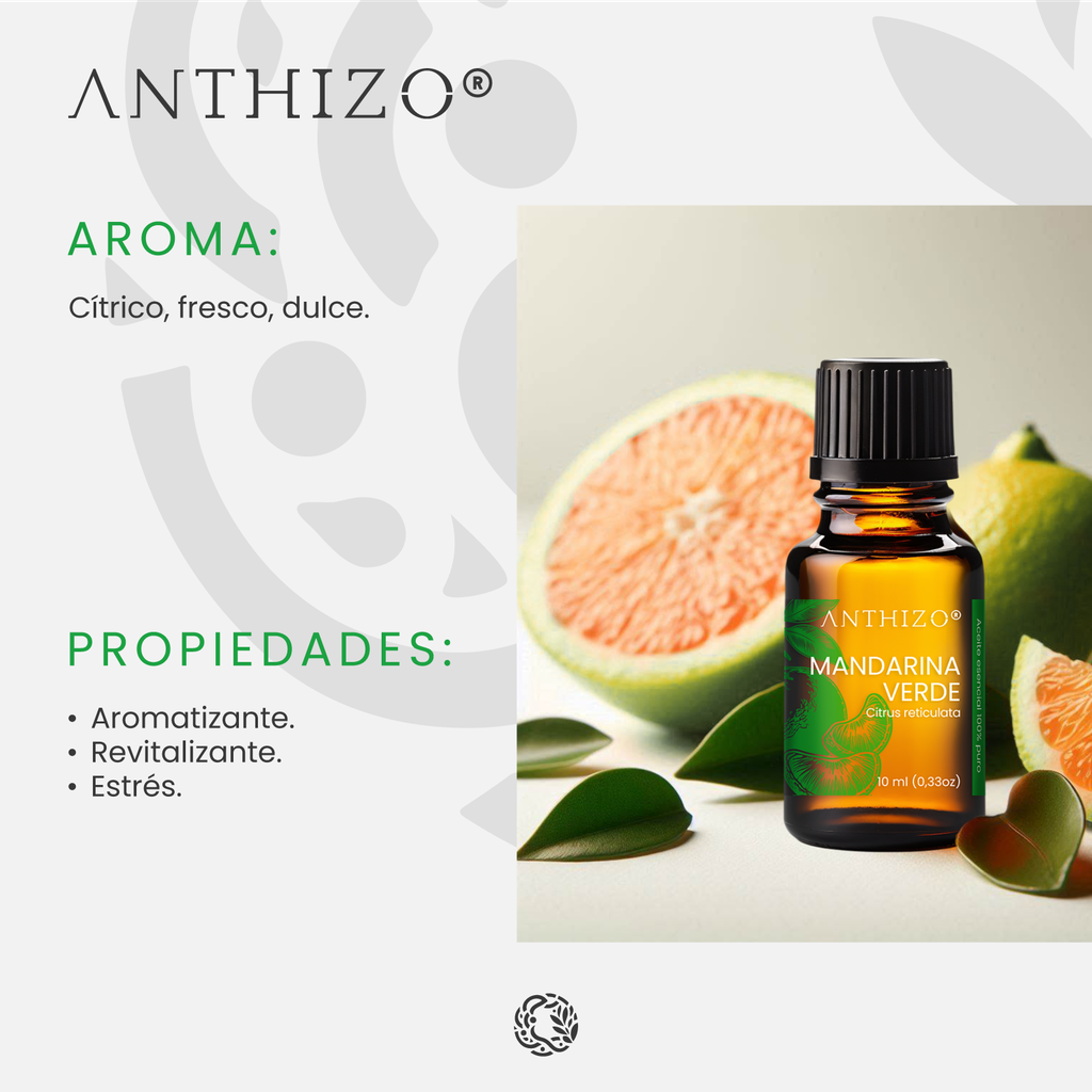 Aceite Esencial de Mandarina Verde, 100% Puro, ANTHIZO