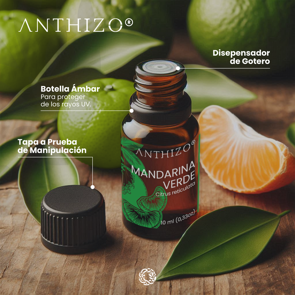 Aceite Esencial de Mandarina Verde, 100% Puro, ANTHIZO