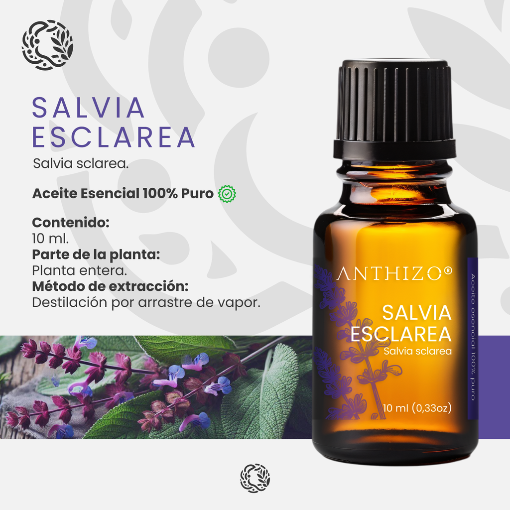 Aceite Esencial de Salvia Esclareal, 100% Puro, ANTHIZO