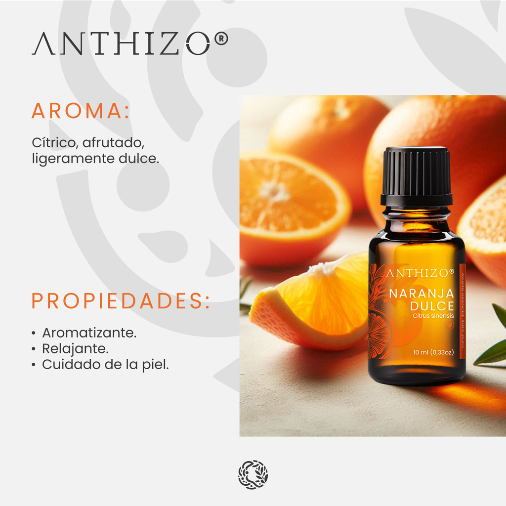 Aceite Esencial de Naranja Dulce 100% Puro, ORGÁNICO, ANTHIZO